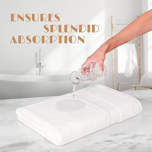 Miniatura 152 de Wealuxe - Toallas de baño blancas de 27 x 54 pulgadas, juego de toallas de algodón para baño, hotel, gimnasio, spa, suaves, extraabsorbentes