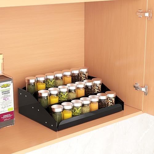 Miniatura 2 de PMMASTO Organizador de especias de acrílico para tarros de especias de gabinete, estante vertical para condimentos, despensa, encimera, organización