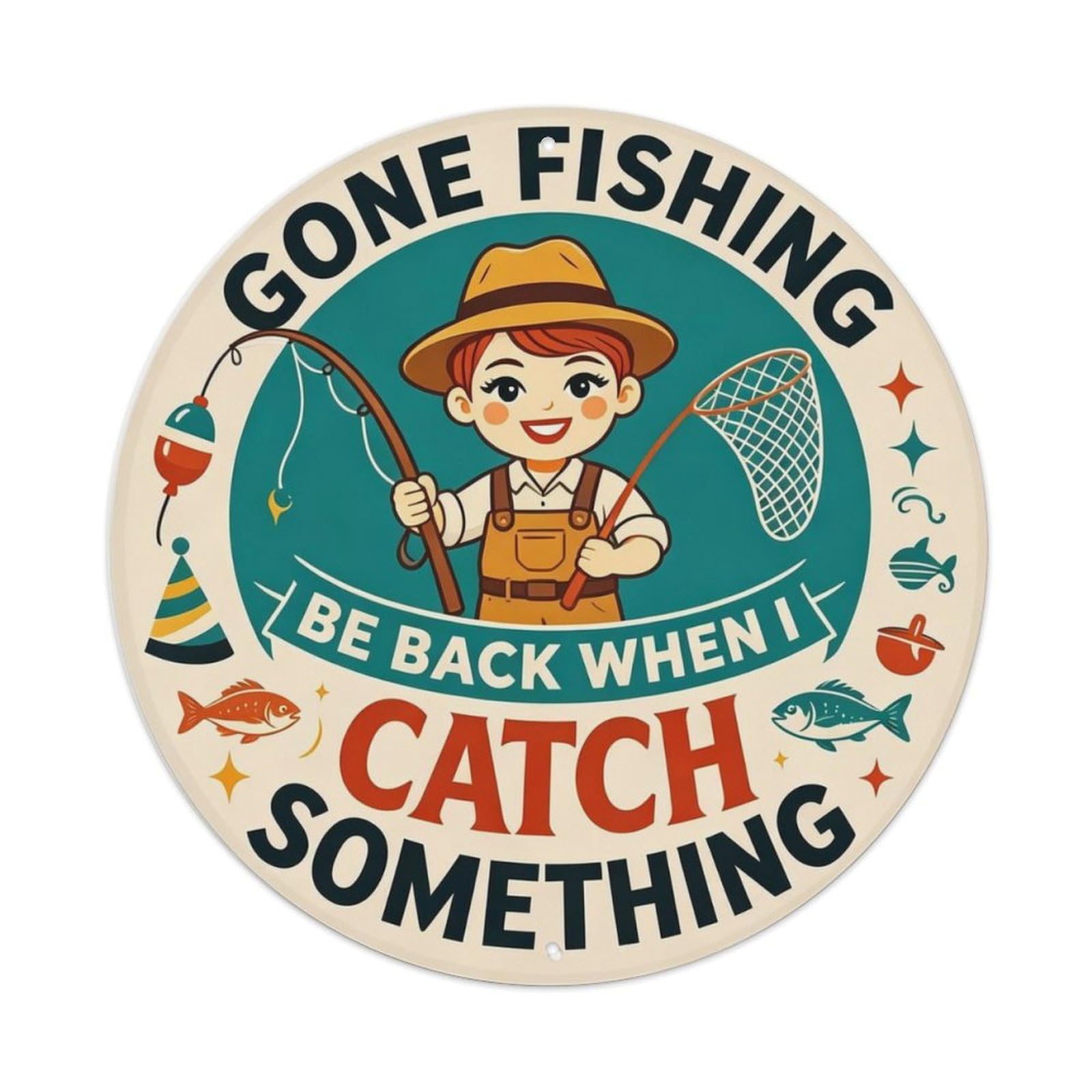 Vintage Fishing Hobby Metal Tin Sign Plaque