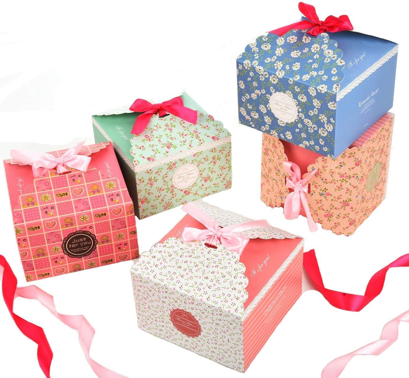 Gift Boxes Decorative Treats Boxes with Ribbon Goodies Box,Cake, Candy Cookies Soap Wrap Bags for Brithday Holiday Weddings Christmas Thanksgiving Party Favor -Set of 15