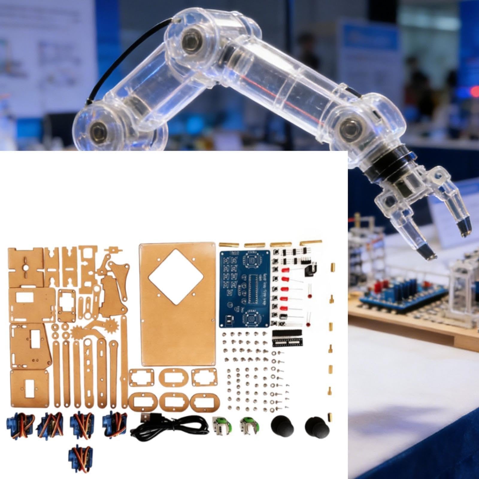 Kit di Braccio Robotico Portatile, per Progetti di Elettronica Didattici E Creativi. Design Leggero. Kit di Assemblaggio del Braccio Meccanic