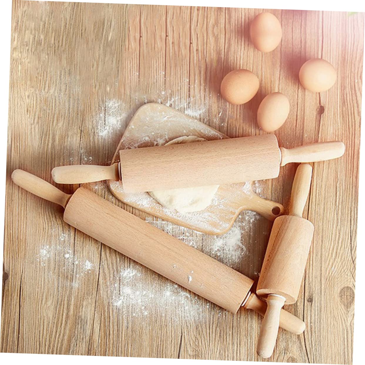 ABOOFAN 2piezas Rodillos de Madera sin Pintar sin Cera de Rodillo para Hornear Natural para Pasteles Pizzas Tartas y Fondant