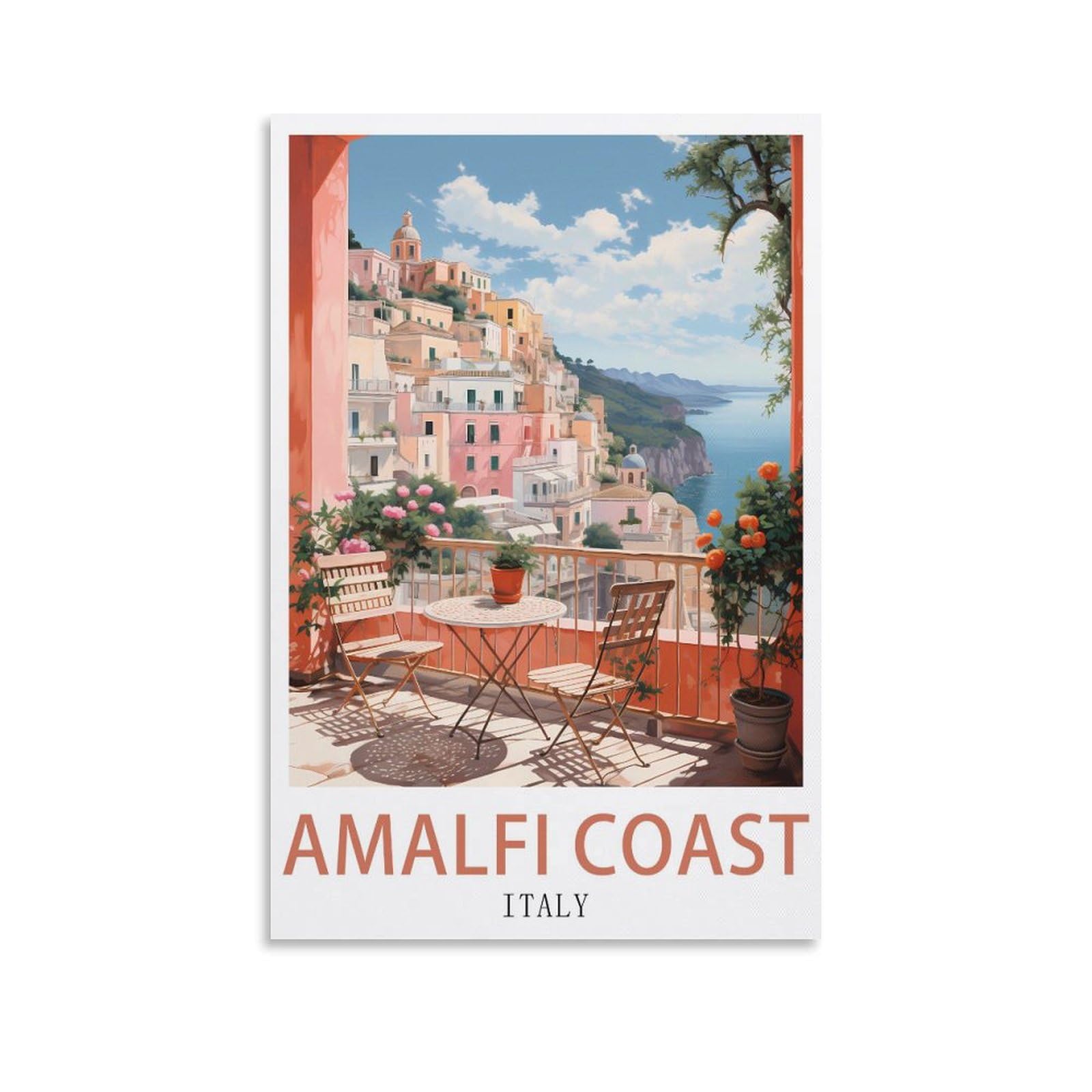 HXHNFERR Amalfi Coast Italy Vintage Travel Posters 08x12inch(20x30cm) Canvas Wall Posters And Art Pictures Prints Paintings Bedroom Decor