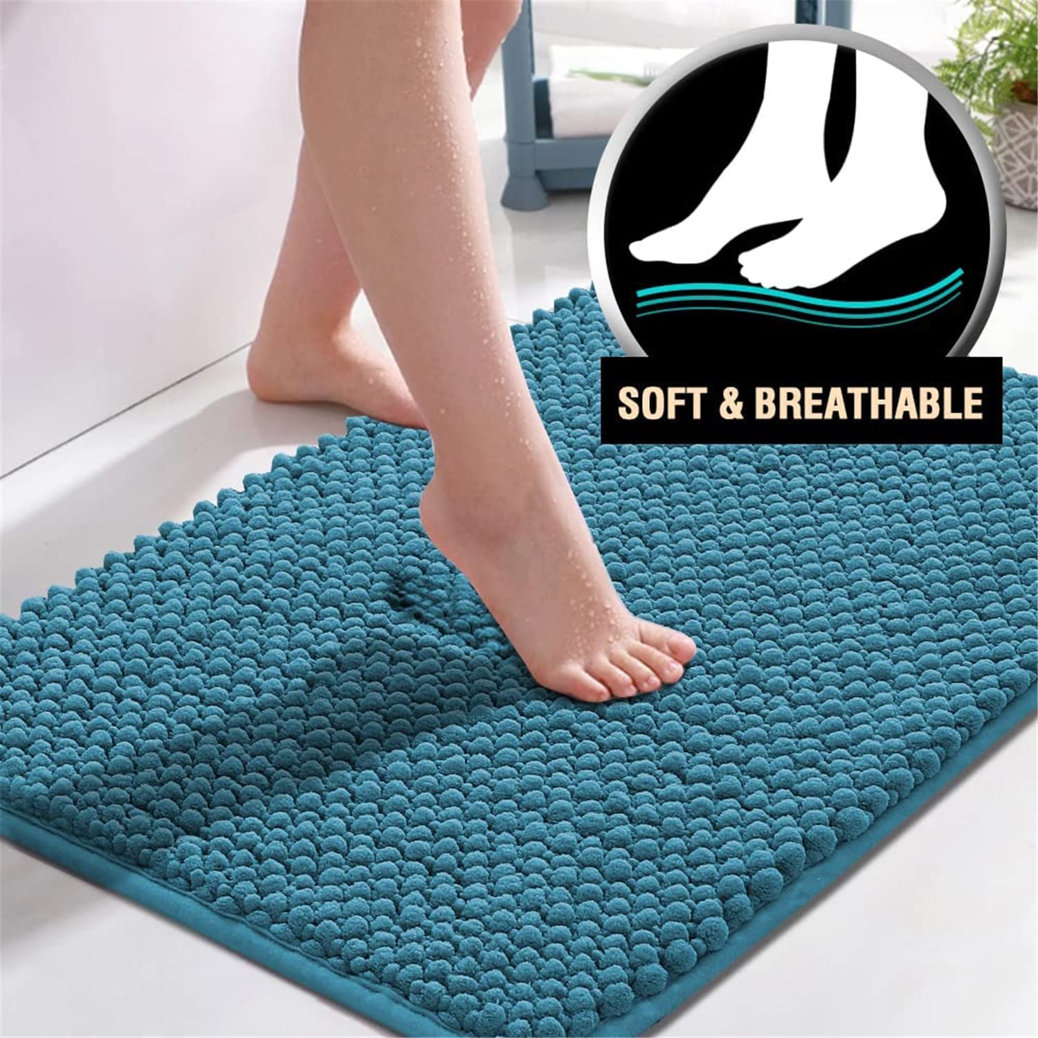 Set tappetino da bagno da 2 pezzi per bagno Tappeti antiscivolo in ciniglia antiscivolo in microfibra extra morbida super assorbente d'acqua per tappetino da bagno