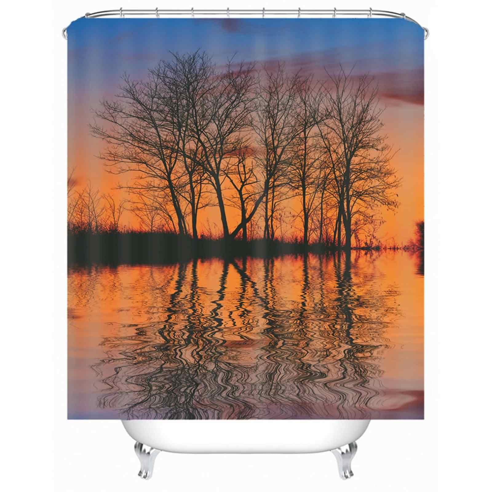 Rideau de douche pour baie vitrée coulissante et sous évier décor orange
