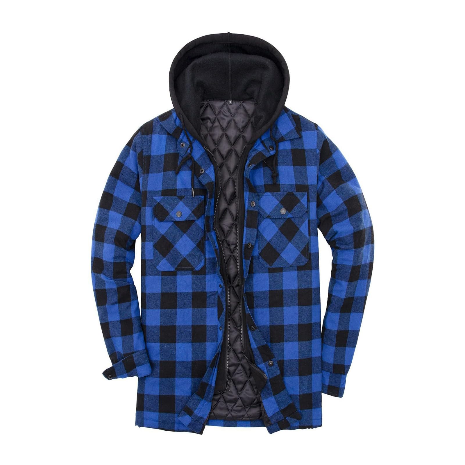 Generisch Damen Sommerjacke Warme Winterjacke mit karierter Kapuze lockere Passform langärmelige Oberbekleidung für kaltes Wetter verdickter gesteppter Stehkragen