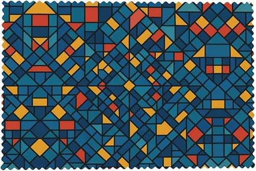 Miniatura 8 de Rectangular Placemats Set of 4, Heat Resistant Geometric Mosaic Printed Kitchen Dining Table Mats