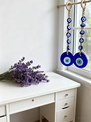 Miniatura 3 de Amuleto de cristal azul de 7.9 pulgadas con amuleto turco griego de nazar de buena suerte, adorno colgante hecho a mano para el hogar, oficina,