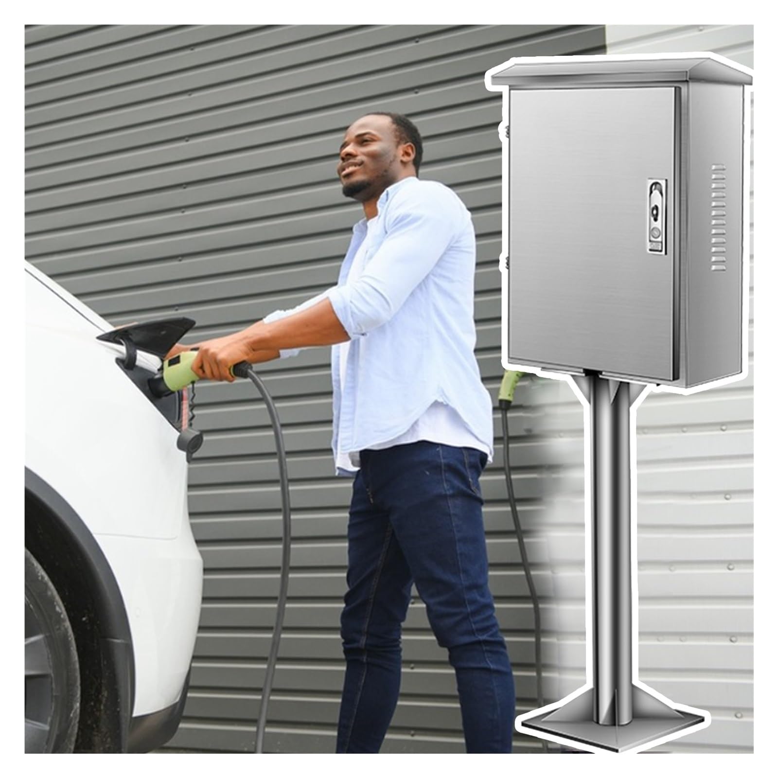 Boîtier de recharge avec support extérieur pour stationnement sans mur