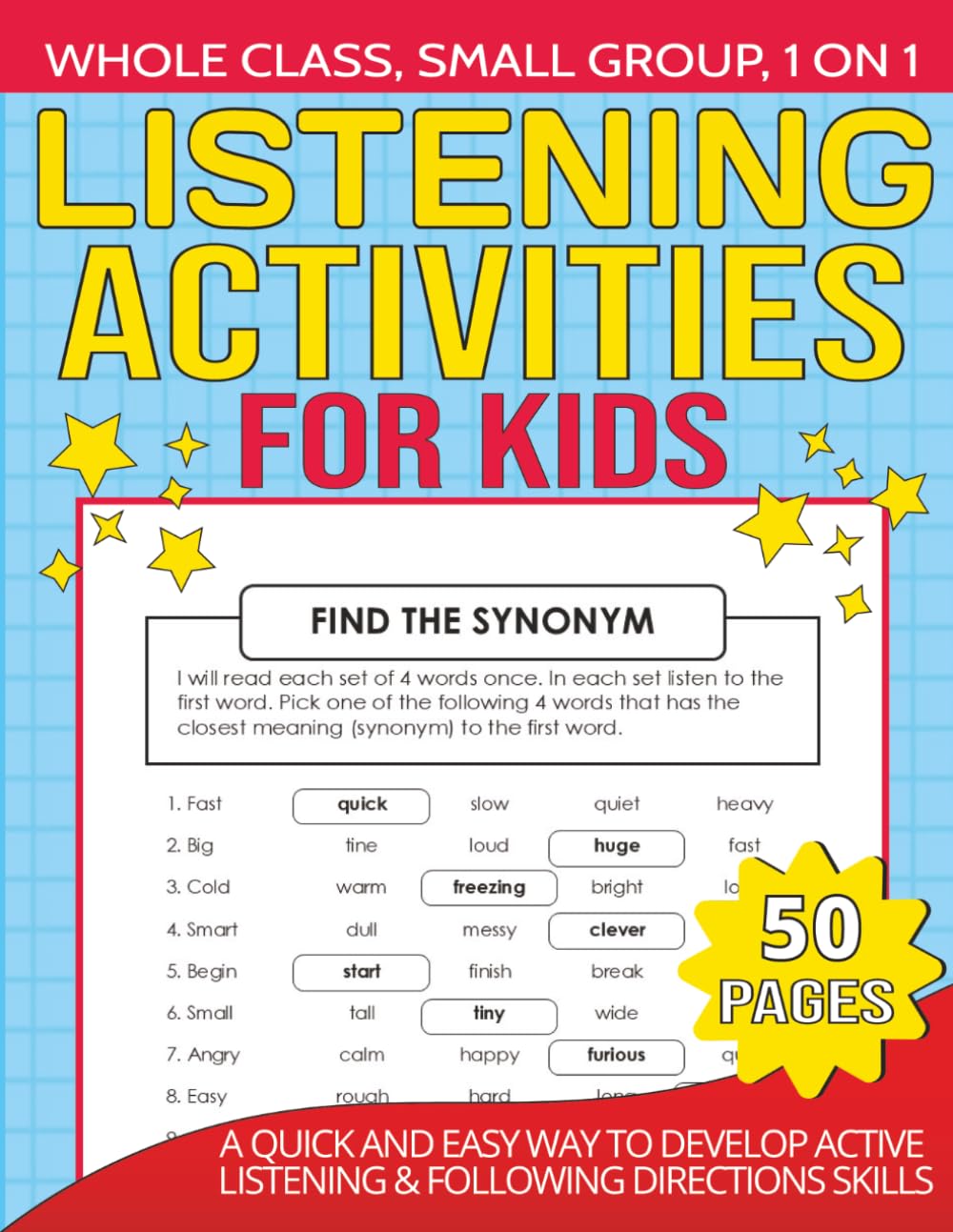 Listening and Following Directions Activities for Grades 2-5 | Critical Thinking Skills | SPED and Speech Activities: 15 Minute Activities to Help Build Listening Comprehension