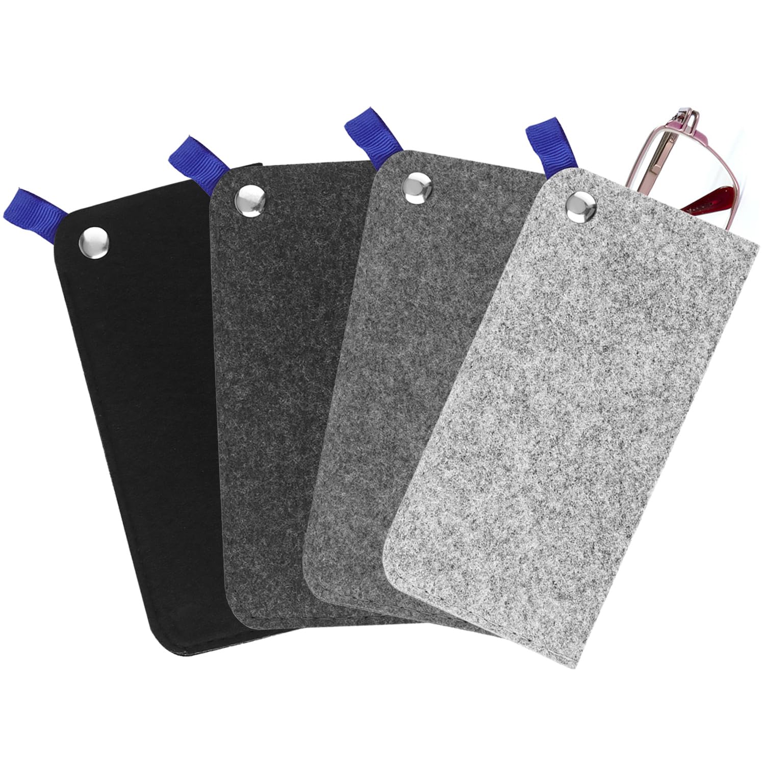 Fyihoxi 4 Piezas Estuche de Gafas Blandas bolsas de fieltro para gafas de sol Funda de Gafas Estuche de Anteojos Funda Gafas Tela Estuche para Hombre Mujer Niña Niño
