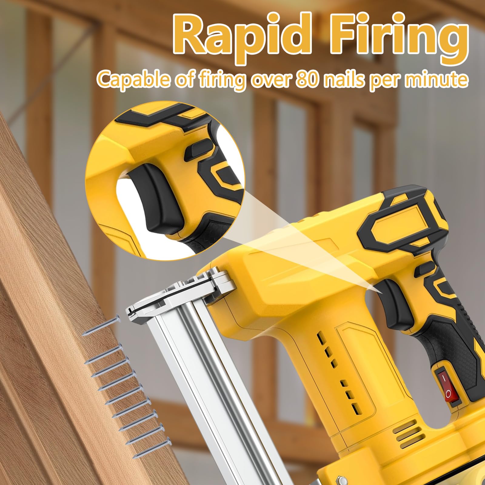 Clavadora inalámbrica para batería Dewalt de 20 V, pistola grapadora de clavos 2 en 1, pistola grapadora eléctrica de 18 GA con 1000 clavos, 1000 grapas, grapadora de batería para carpintería, mejoras