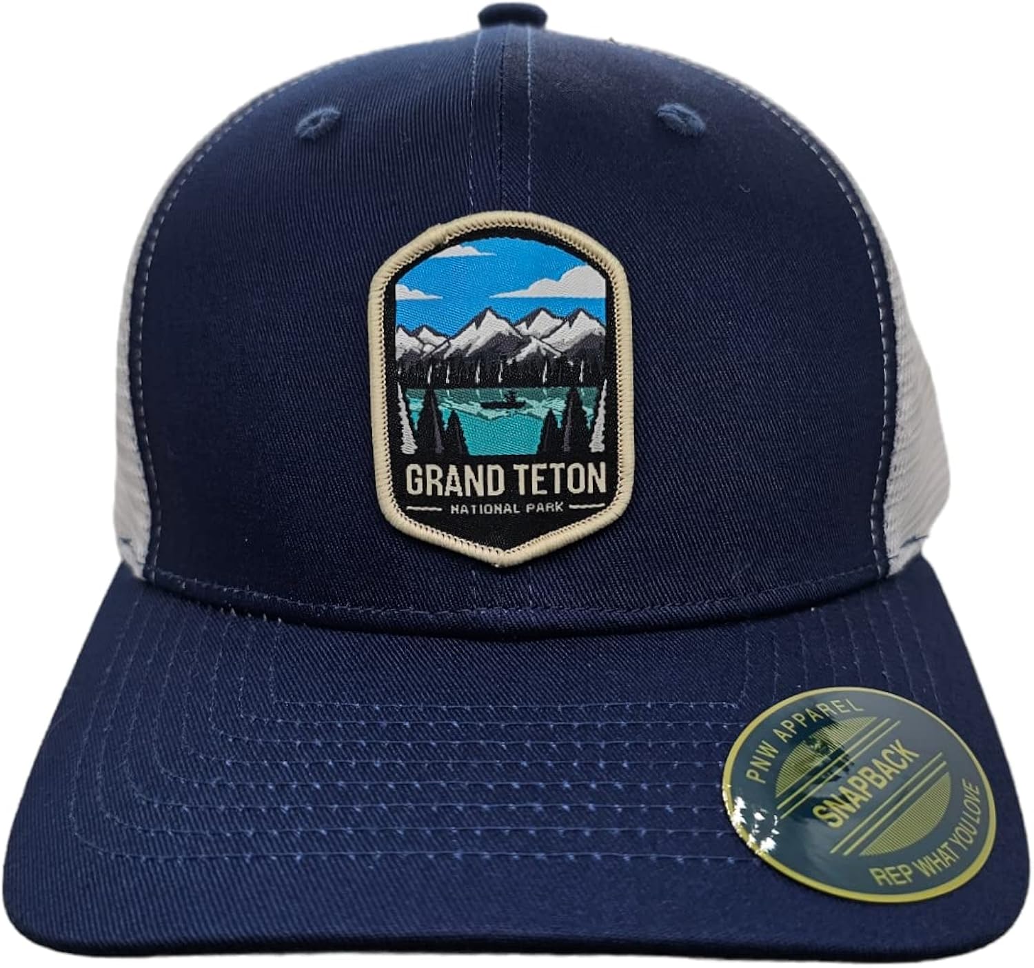 Vista 2 de Grand Teton - Sombrero de camionero con parche tejido en el Parque Nacional, talla única