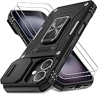 Vista 34 de DEERLAMN Funda para iPhone Air de 6.5 pulgadas con cubierta deslizante para cámara + protector de pantalla (2 paquetes), soporte de anillo giratorio