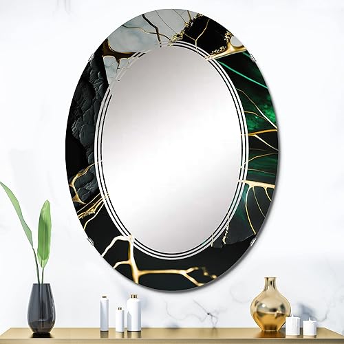 Miniatura 2 de Abstract Geode Gold II - Espejo de tocador, espejos de baño, espejos de pared para sala de estar, dormitorio, espejo ovalado, grande, 20 x 30 pies,