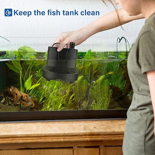 Miniatura 7 de Simple Deluxe Bomba sumergible de succión inferior de 800 GPH (3000 LH, 60 W) con elevación de 9.8 pies, bomba de fuente con 3 boquillas para