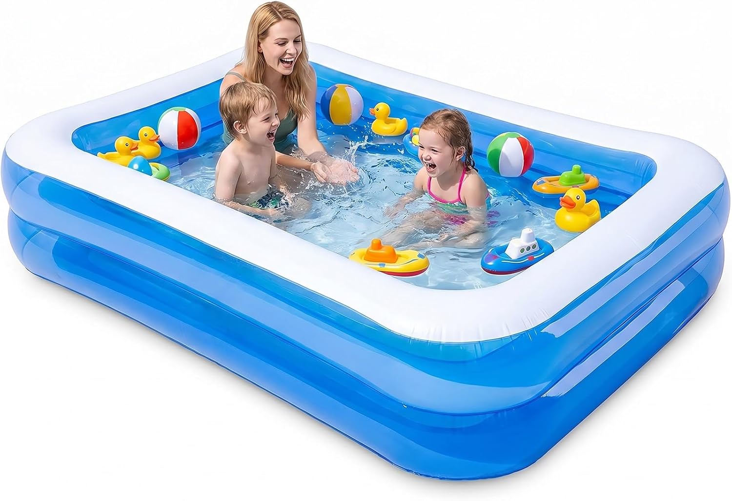 Inflatable Paddling Pool, Family Swimming Pool for Kids, Fast Inflation ...