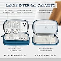 Vista 3 de FYY Organizador para accesorios electrónicos, para viajes, para cables, celular, auriculares y cargadores, estuche portátil, impermeable, doble Verde