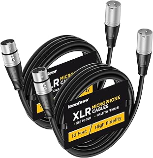 InnoGear XLR Microphone Cables, 10 Feet 2 Pack Oxygen-Free Copper Male to Female 3-Pin Balanced XLR Mic Cables Cord for Speaker Podcast Audio Mixer DMX Effector Amplifier Sound Card, Silver