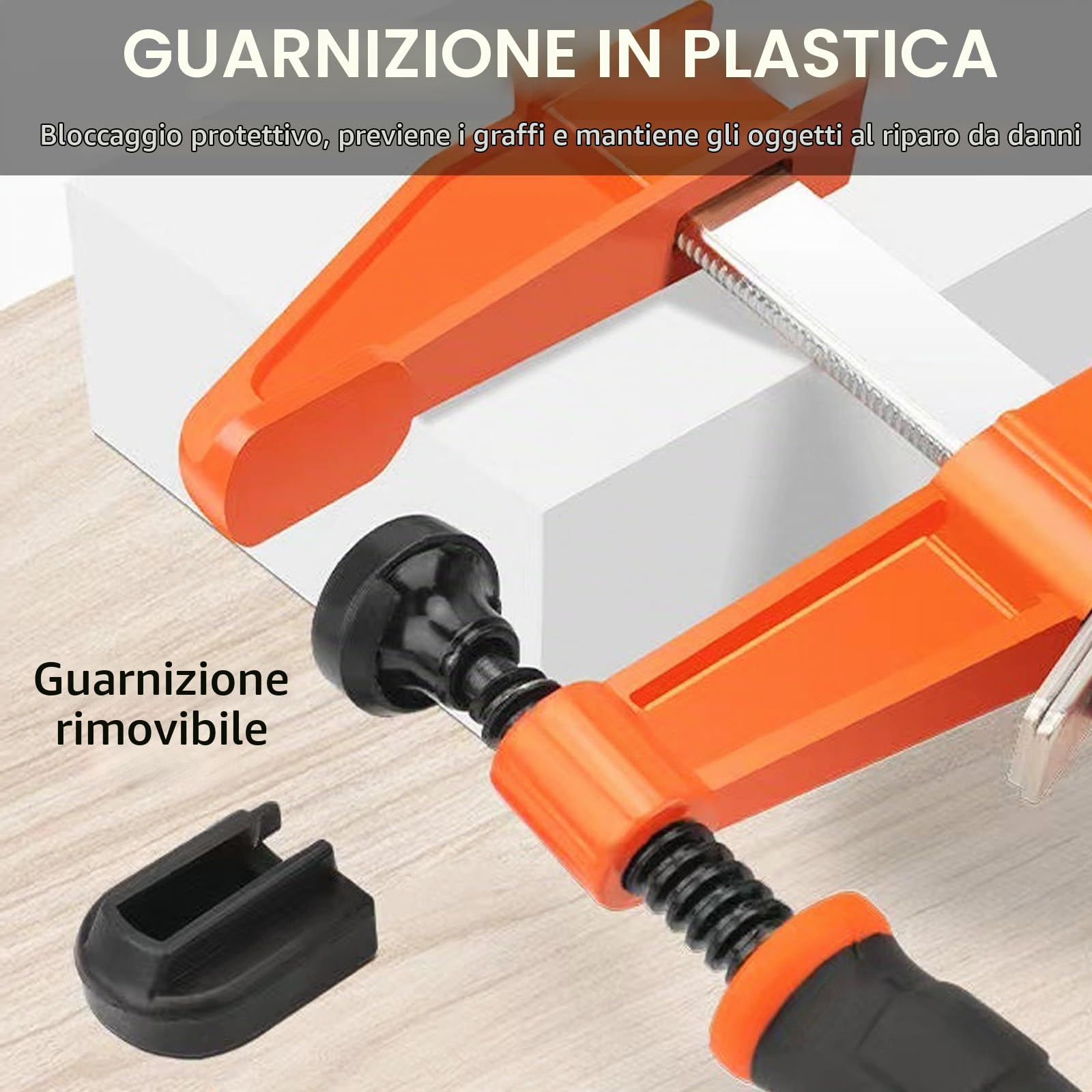 Morsetti a Vite Set da 4 Pezzi, Apertura 450 mm Forza di Serraggio 250 kg Acciaio Dentato Profondità Ganasce 80 mm Morsetti per Legno Fissaggio Preciso