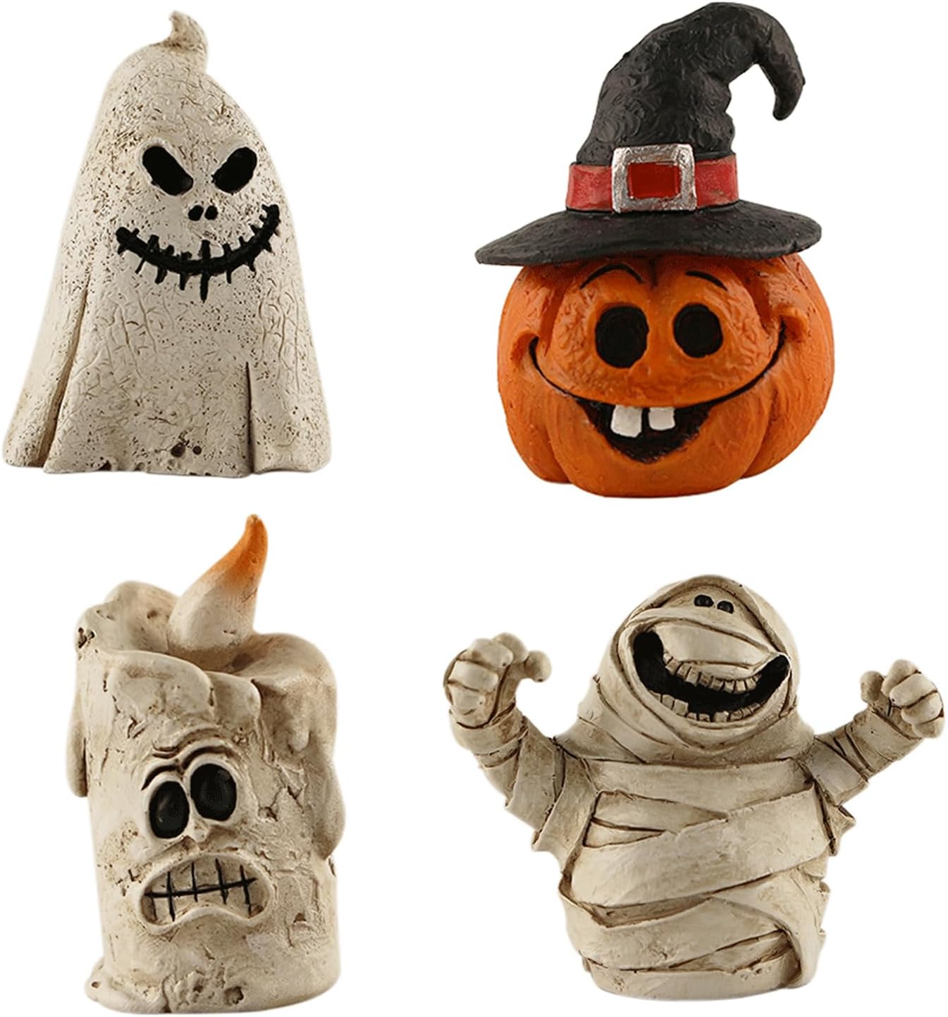 Halloween Indoor Table Decoration Statue Figurines, Skeleton/Pumpkin Head Ghost/Witch Decorations for Halloween Home DesktopOrnaments, Unique Decoration Fun Gifts (4)