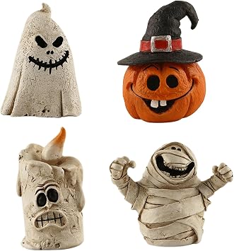 Halloween Indoor Table Decoration Statue Figurines, Skeleton/Pumpkin Head Ghost/Witch Decorations for Halloween Home DesktopOrnaments, Unique Decoration Fun Gifts 4