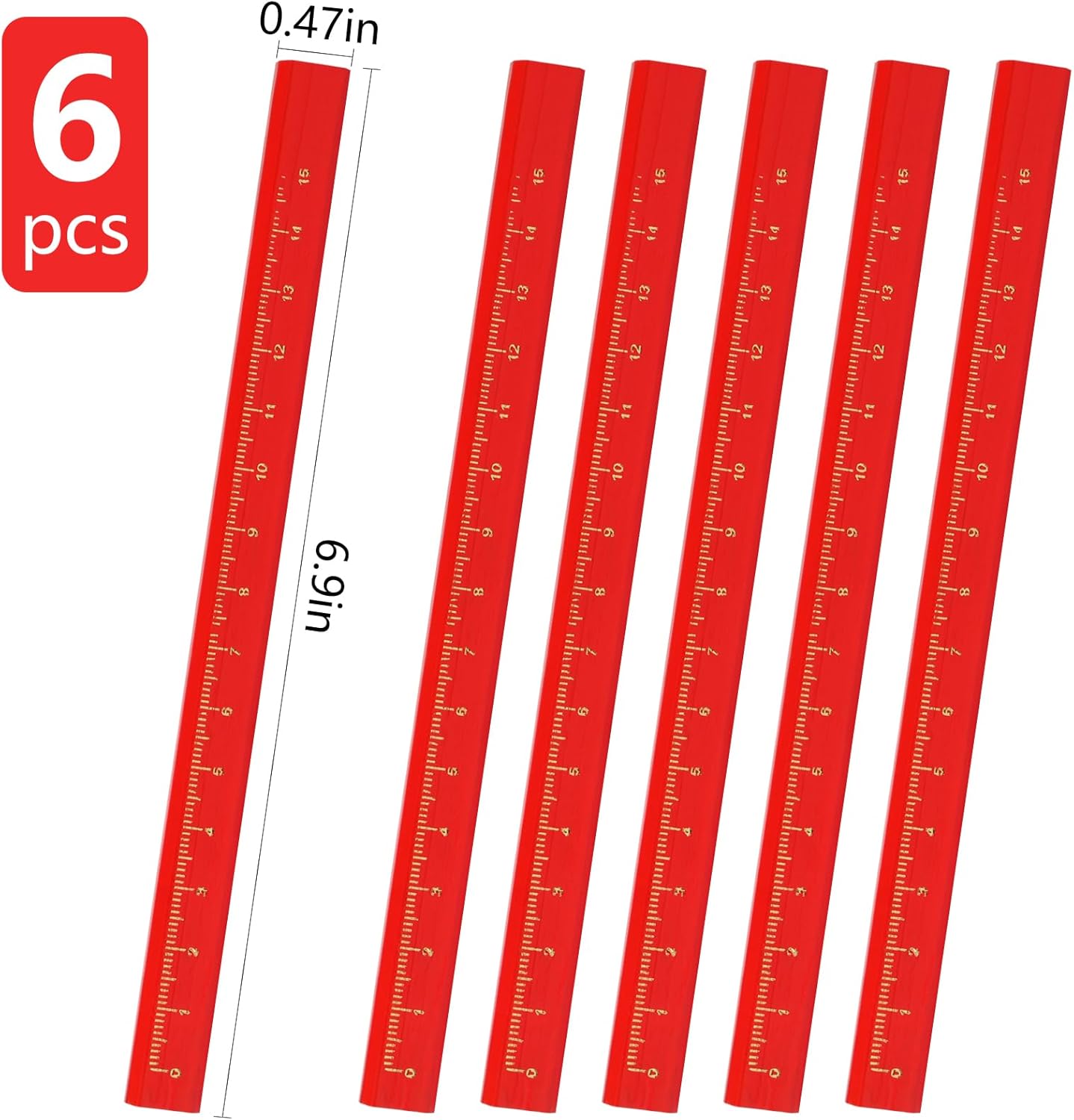 MIDELONG Carpenter Pencils, 7 inch Flat Octagonal Hard Black Graphite Pencils, Pack of 6