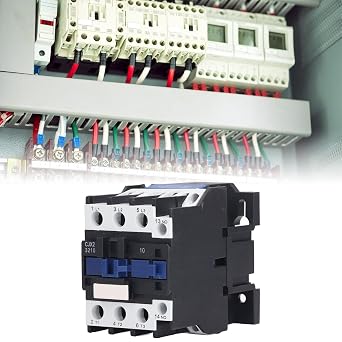 CJX2 32 AC Contactor, DIN Rail 3 Pole 3 Phase Electric Contactor, Silver Alloy Contact with Copper Coil and Flame Retardant PC Housing, for Industrial Power Control and Motor (220V)