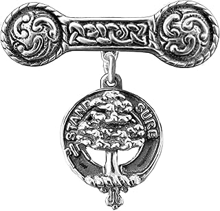 Anderson Clan Crest Iona Bar Brooch - Sterling Silver