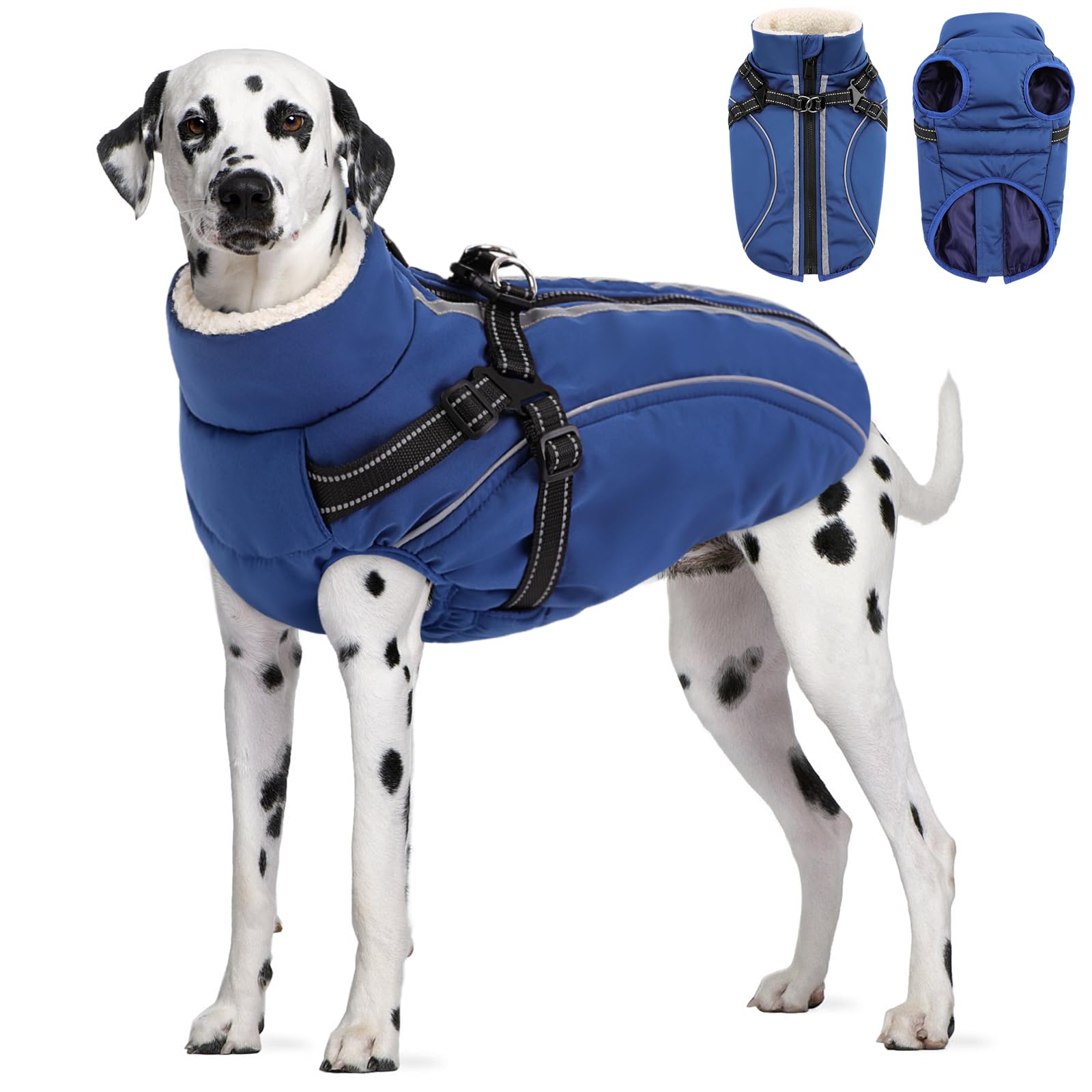 CITÉTOILE Winter Dog Coat with Reflective Strips Blue XXL