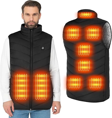 Heated Vest for Men Women 9 Heating Zones Lightweight Heated Jacket with 3 Heat Levels USB Charging No Battery