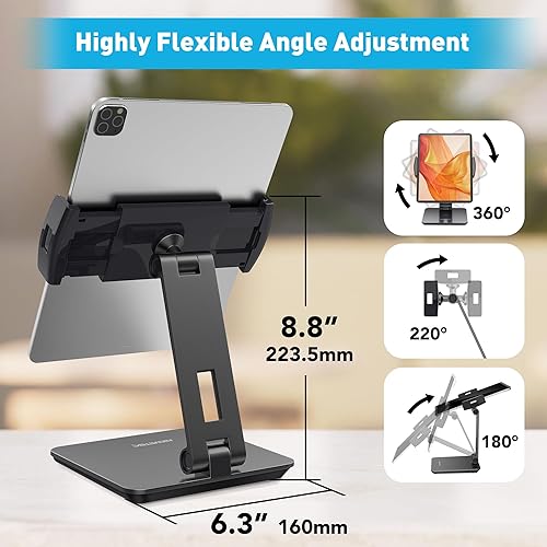 Miniatura 4 de AboveTEK Quiosco de negocios soporte de aluminio para tablet iPad, soporte giratorio de 360° para tableta y teléfono para cualquier tableta de 4 a