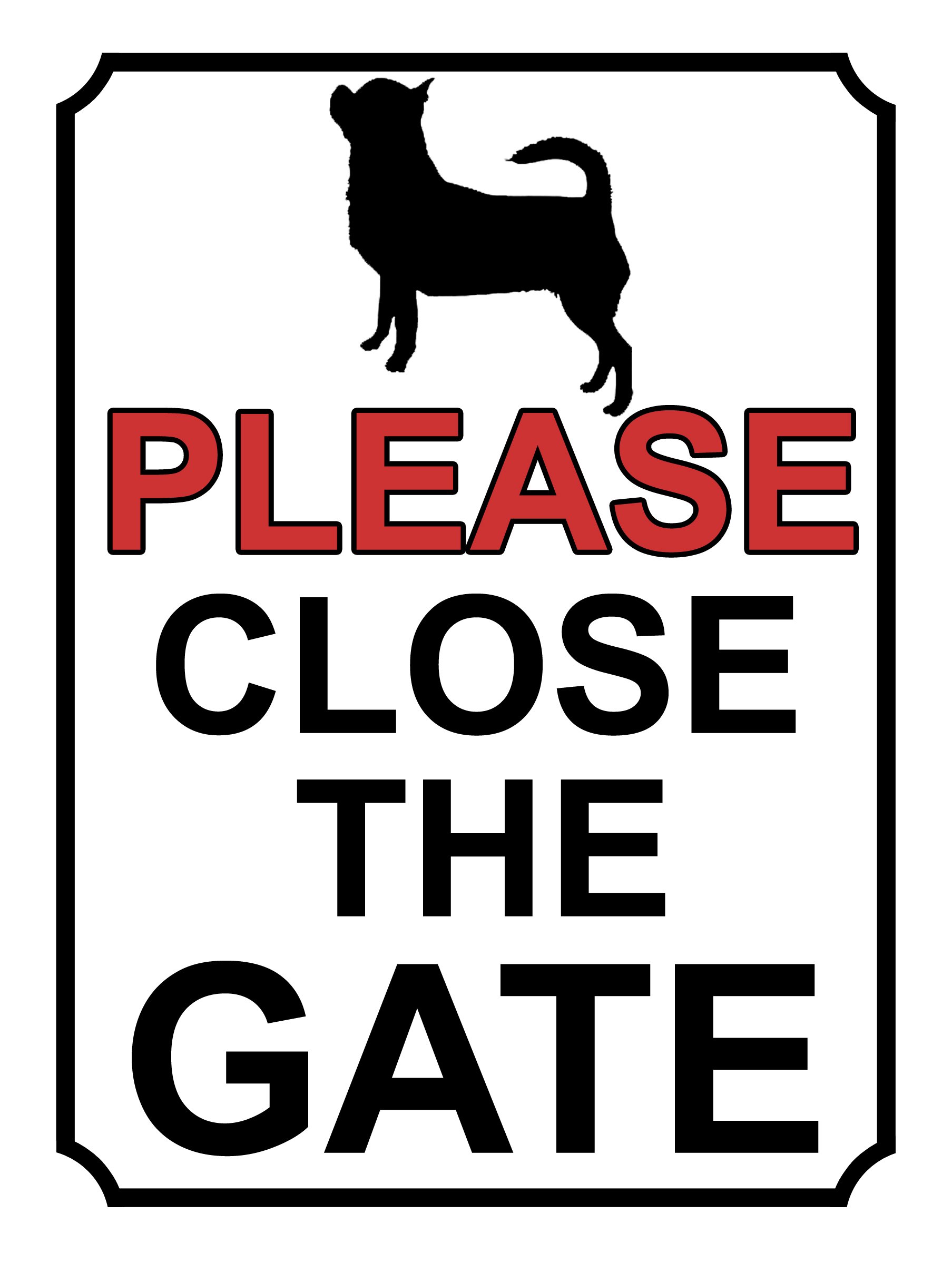 SHAWPRINT PLEASE CLOSE THE GATE DOG THEME METAL SIGN 267MM X 200MM (409H1L) LARGE 10" X 8"