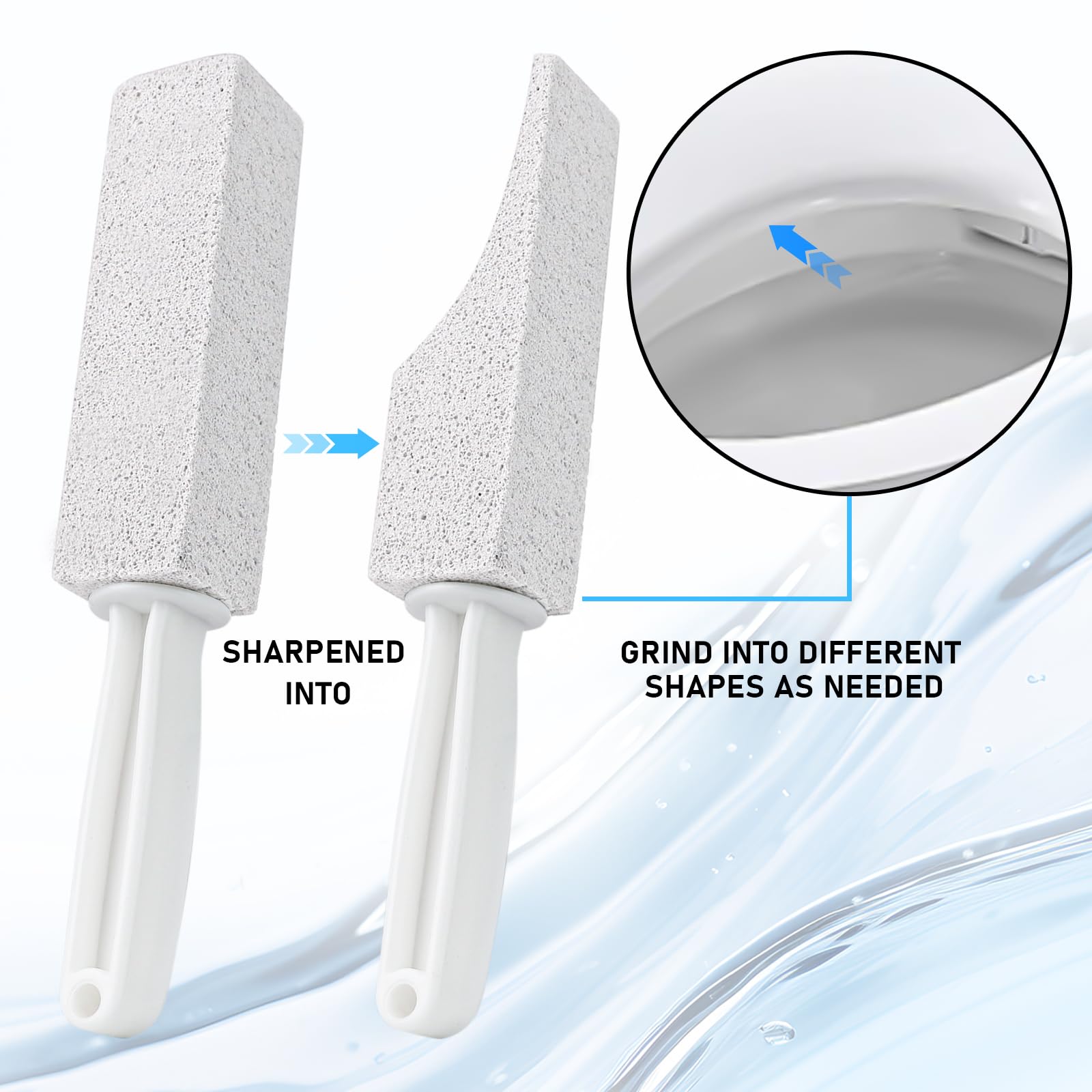 2 Pietre Pomice Con Manico Per Pulizia WC E Bagno - Rimuovi Calcare, Acqua Dura E Ruggine Da Lavandini, Piastrelle E Griglie - 4