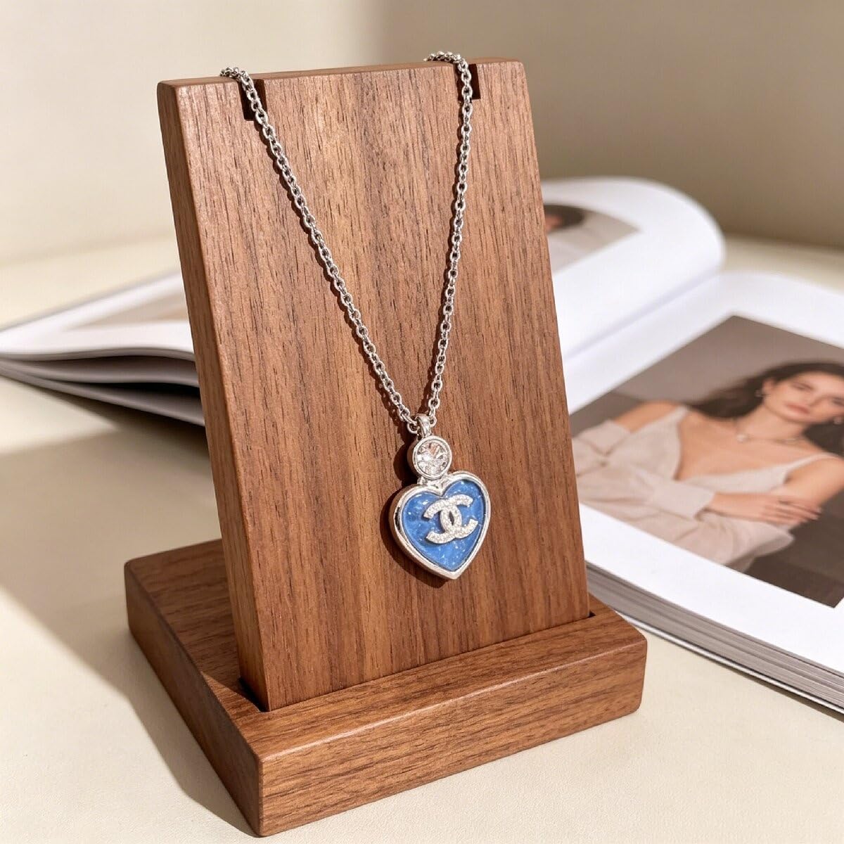 Blue Enamel Heart Necklace, Sparkling Crystal Pendant, Silver-Tone Luxury Fashion Jewelry for Women, Great Gift for Birthdays, Anniversaries & Holidays