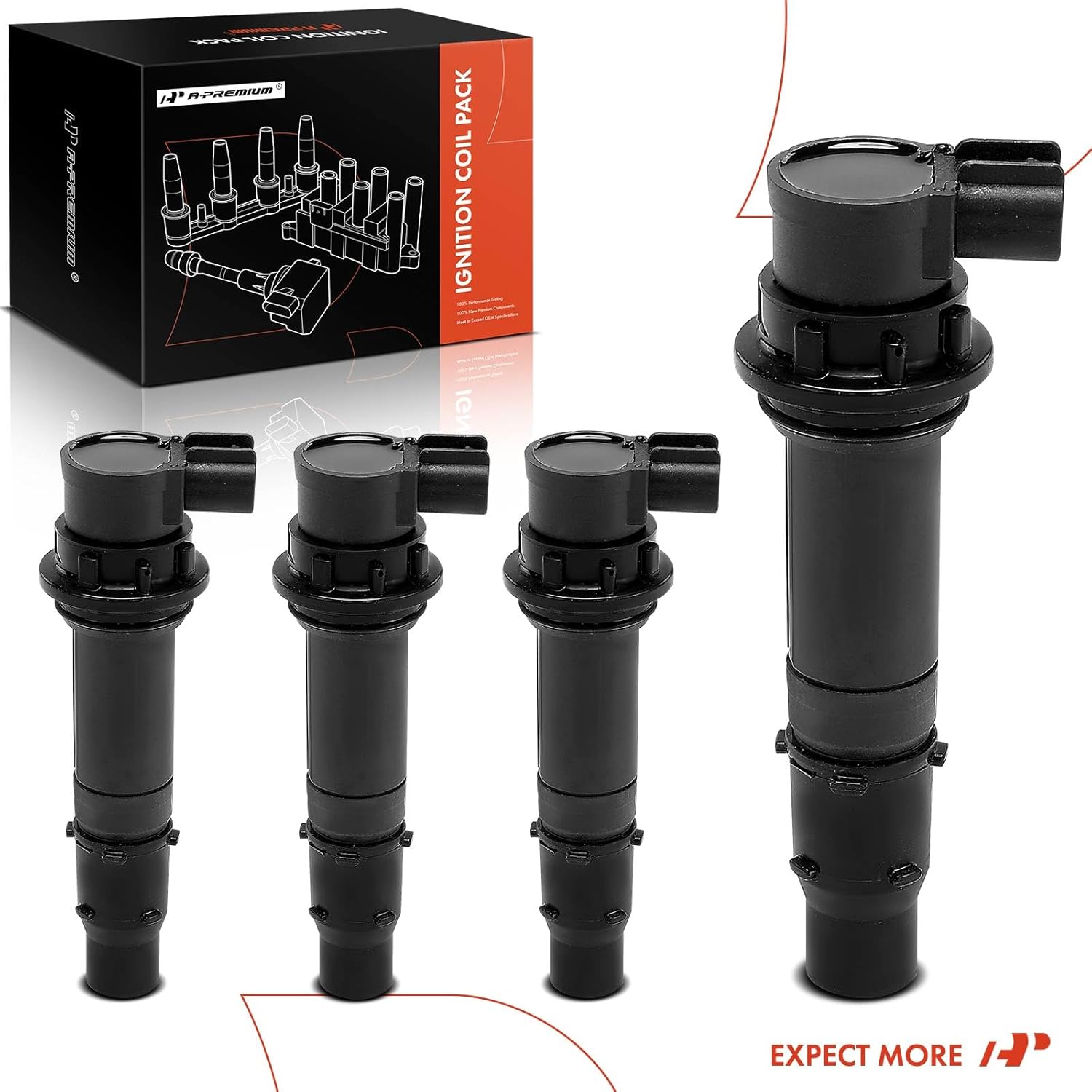 A-Premium Engine Ignition Coil Pack Compatible with Yamaha YZF R1 2002 2003 2004 2005 2006, Replace# 5PW823100000, 4-PC Set