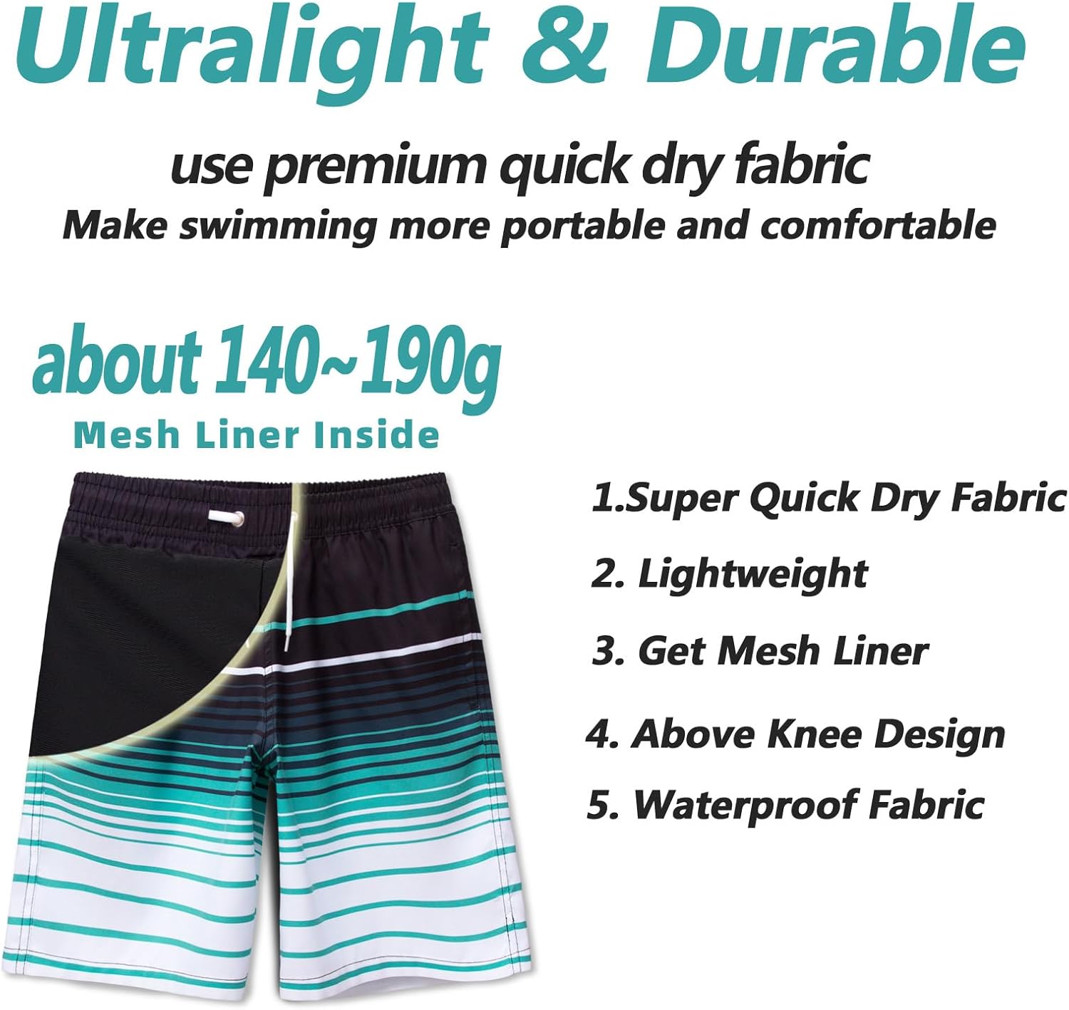 MEILONGER Boys Swim Trunks 2 in 1 Bathing Suits for Kids Quick Dry Board Shorts Swimming Swimwear with Compression Liner - Image 3