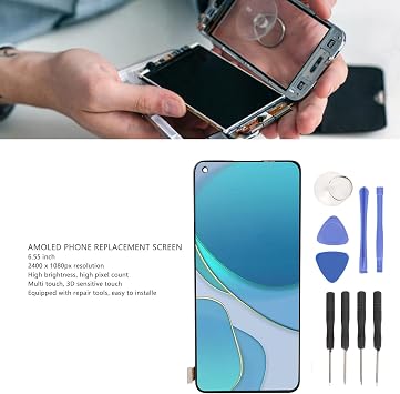 Jectse Phone Screen Replacement for 8T, 6.55Inch OLED LCD Display Touch Screen Digitizer Assembly with Frame and Repair Tool Kit, for 8T 5G 8T+ X7 Pro