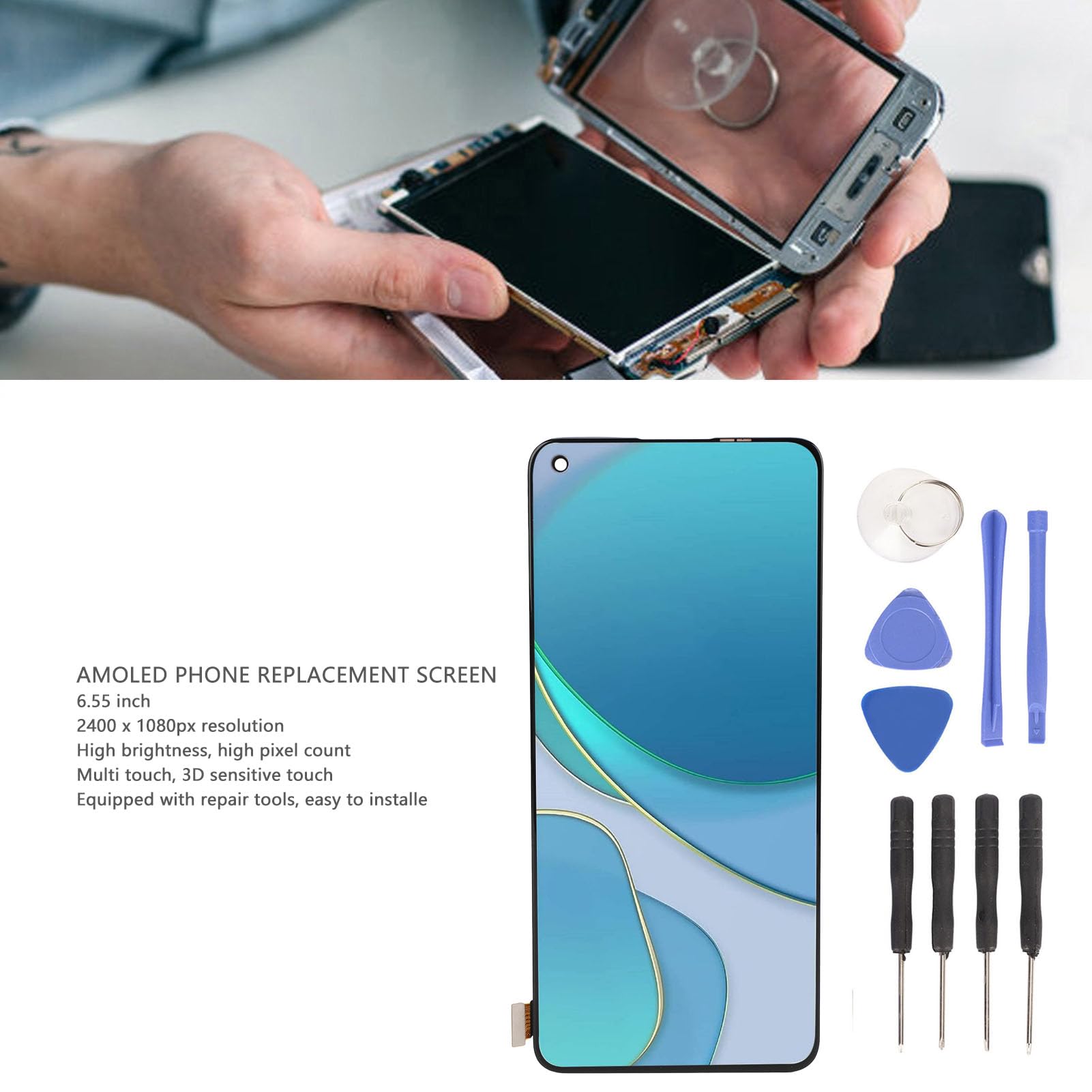 Gugxiom 6,55 Zoll für 8T 5G 8T+ Plus X7 Pro, KB2001 KB2000 KB2003 KB2005 LCD Display Touchscreen Digitizer Ersatz, vor Dem Versand Getestet