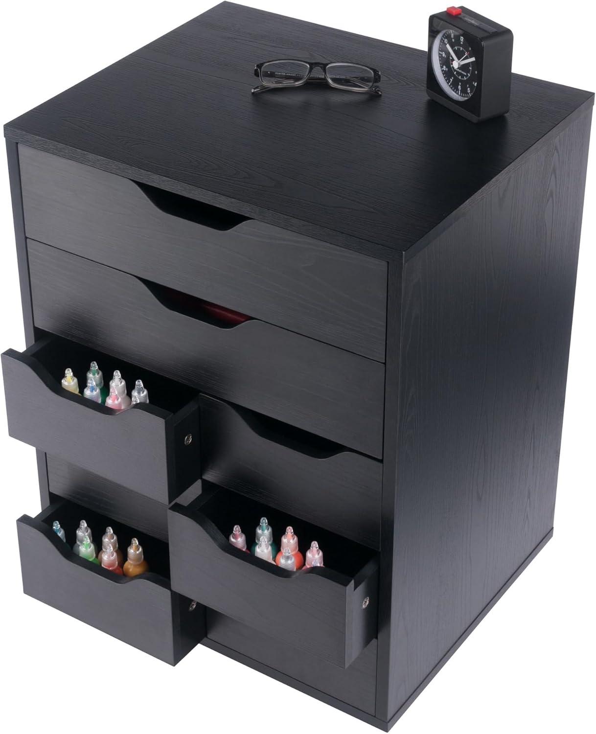 Winsome Norfolk Cabinet with 2 Drawers and 6 Bins in Black Finish - Image 13