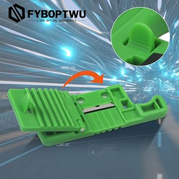 5 Wire Stripper Fiber Optic Ribbon Stripper Portable Longitudinal Safe Cable Splicing Tool for Cutting Crimping, 2pc Green