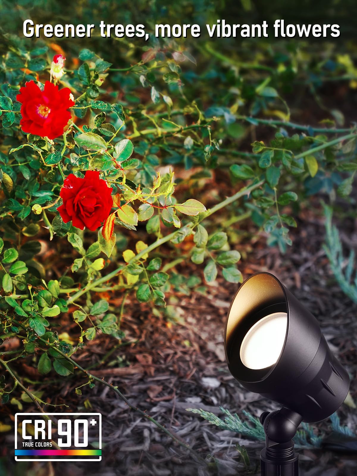 LEONLITE Foco LED de bajo voltaje, 12 V CA/CC, luces de jardín para exteriores, listado ETL, aluminio fundido a presión, CRI90+ para iluminación de jardín de Bush Yard, acabado de bronce, 3000 K