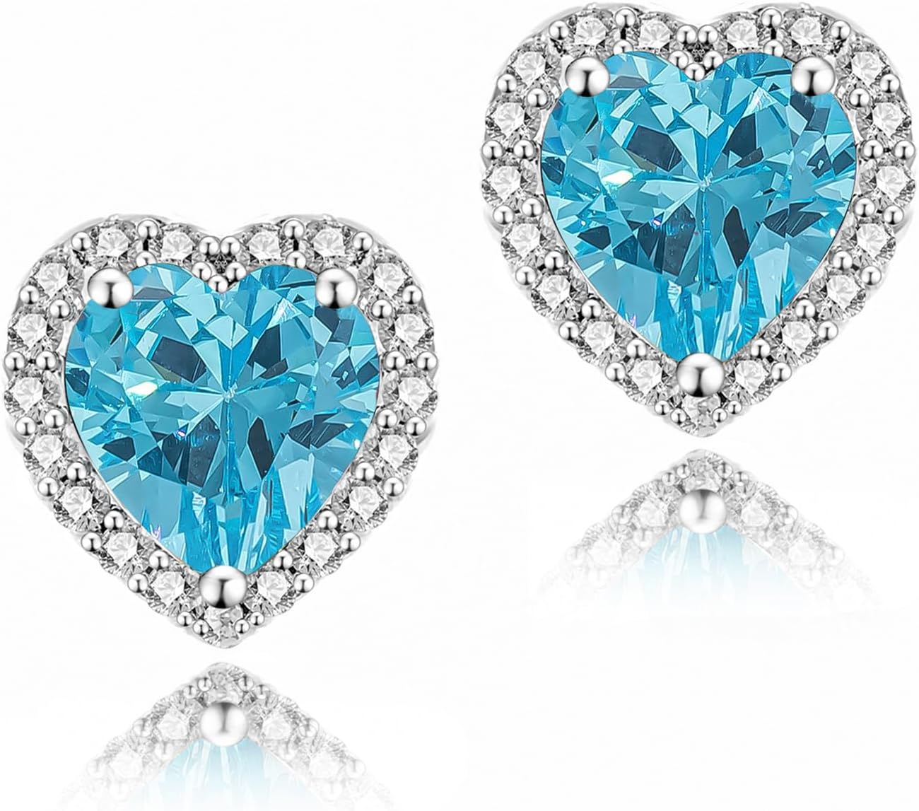 YOMELA Cubic Zirconia Earrings Studs, Halo CZ Birthstone Simulated Diamond Stud Earrings for Women