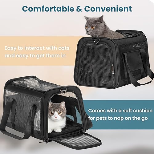 Miniatura 85 de Petsfit Transportador para perros pequeños, ligero, portátil, suave, para gatos grandes y medianos, malla transpirable de 5 lados, a prueba de fugas