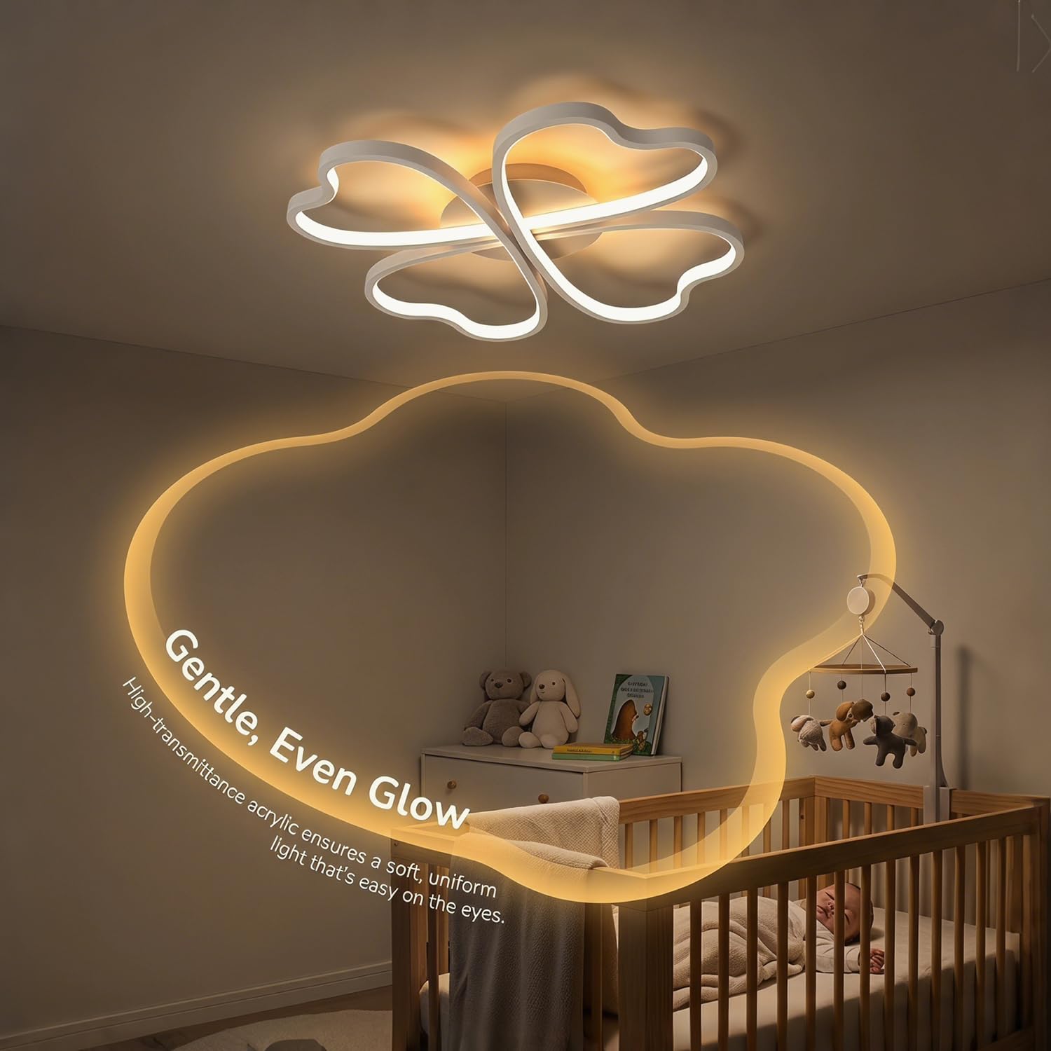 LED Deckenleuchte Kreative Herzförmige Design Deckenlampe Modern Schlafzimmerlampe Dimmbar mit Fernbedienung APP, Timer Funktion, Nachtlichtfunktion, für Kinderzimmer Babyzimmer, Weiß 43cm