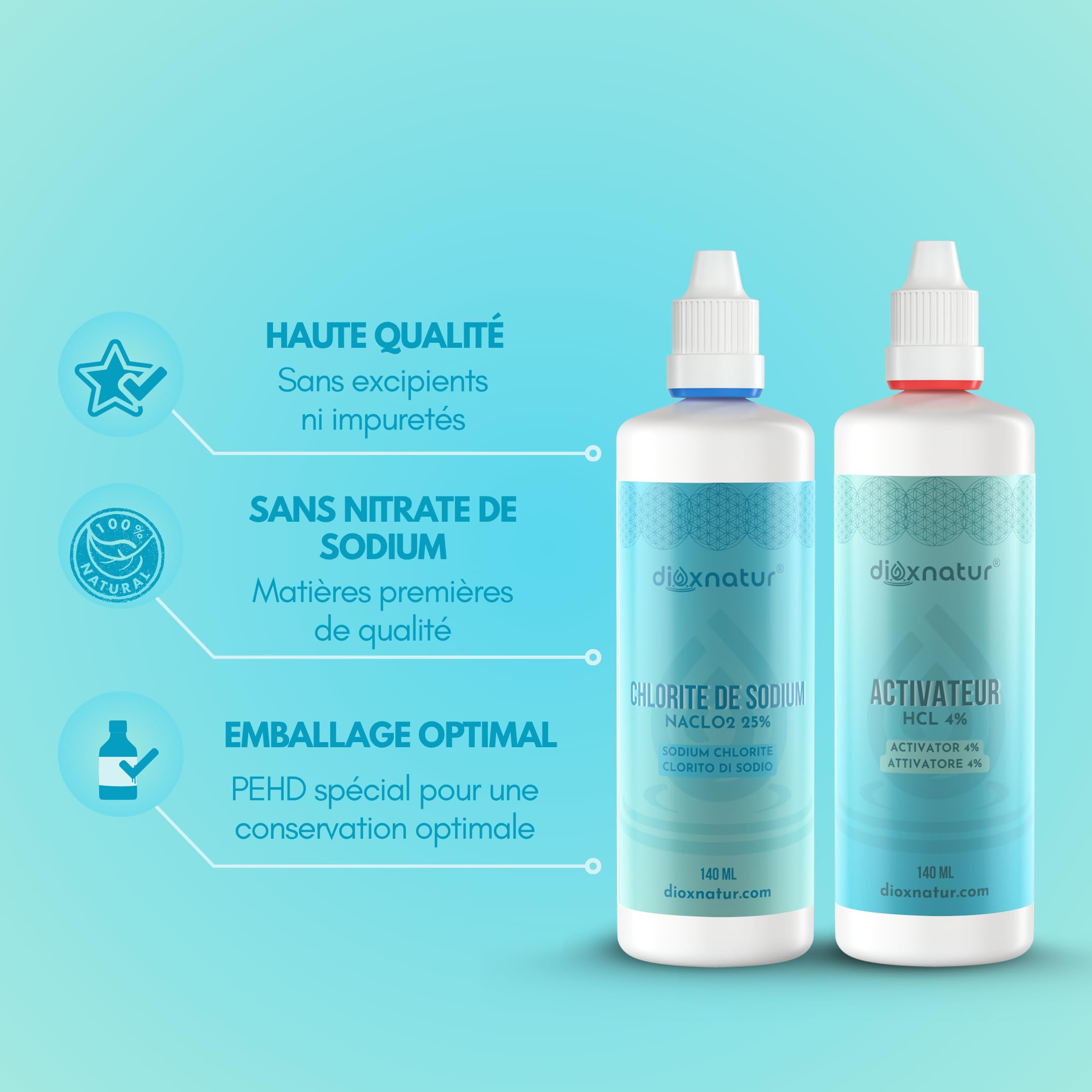 Kit de production de dioxyde de chlore 140ml - Non destiné à la consommation humaine (Direct)