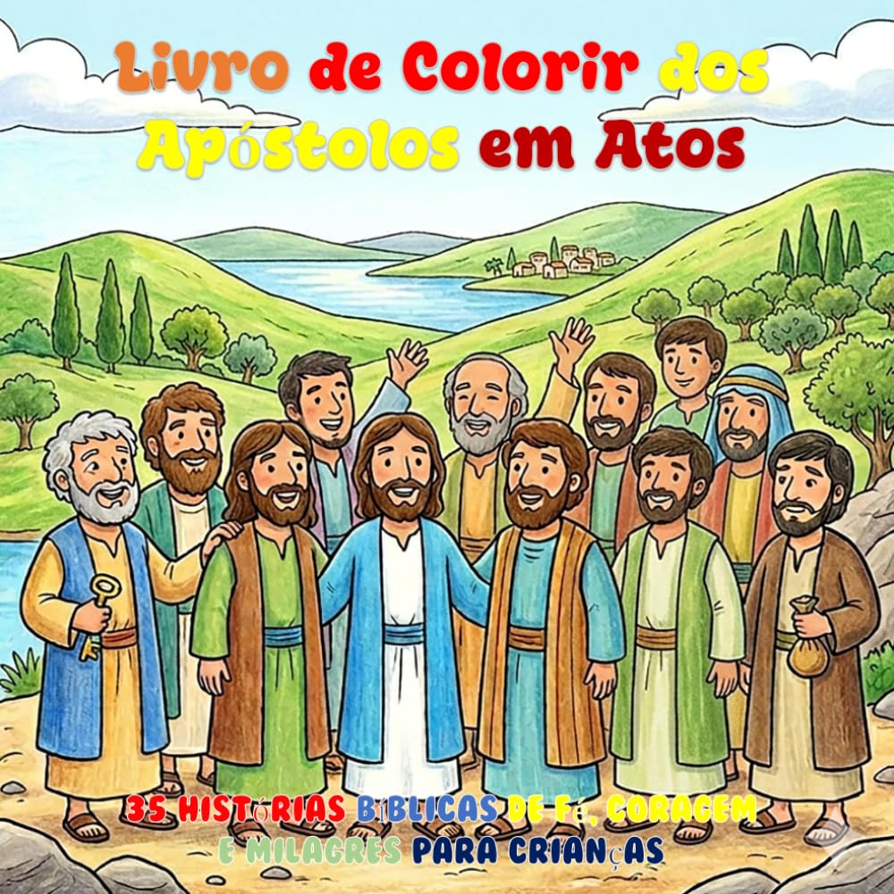 Livro de Colorir dos Apóstolos em Atos: 35 Histórias Bíblicas de Fé, Coragem e Milagres para Crianças