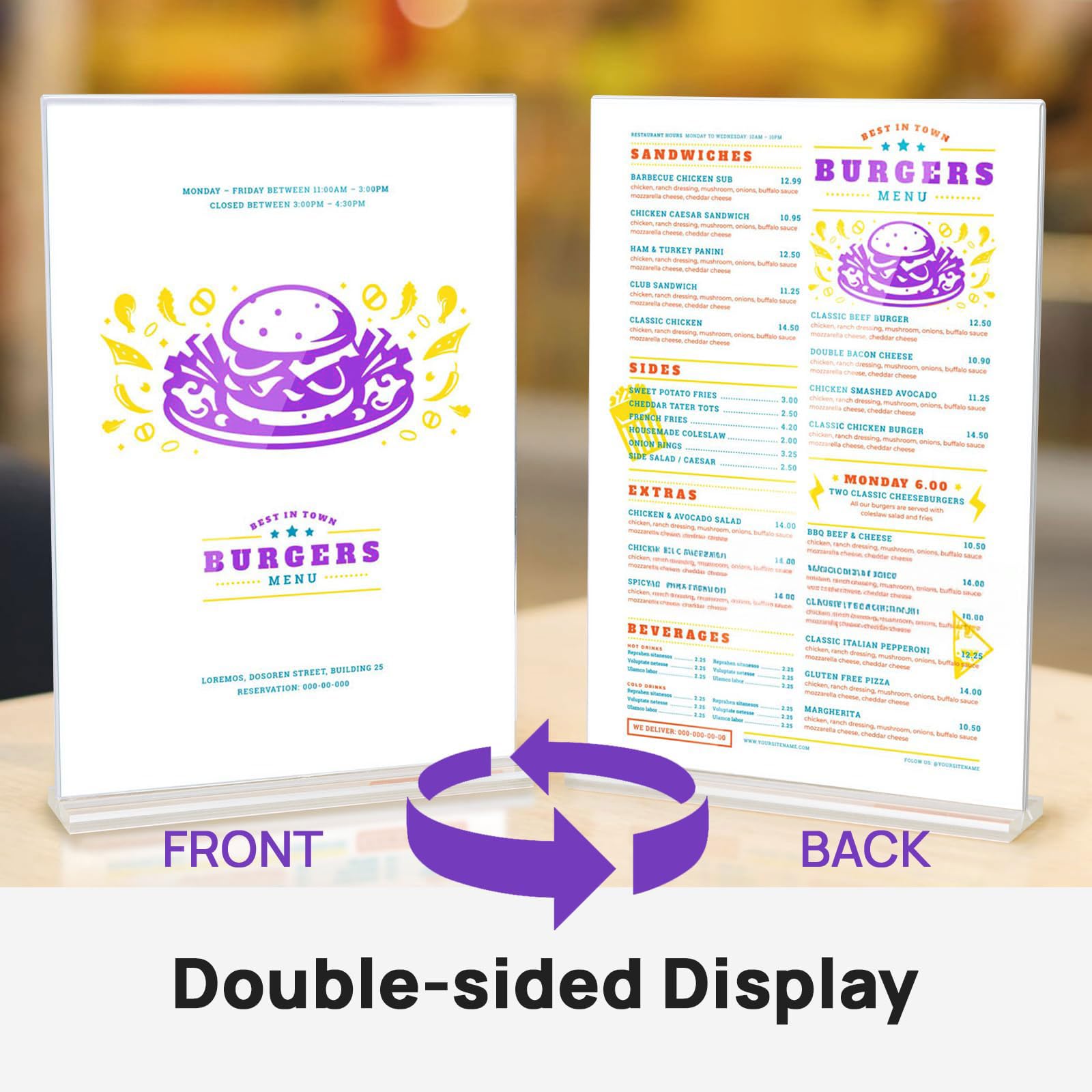 6 Stück Acryl Aufsteller Din Transparent Werbeaufsteller din a4 Tischaufsteller Schildhalter T-Ständer Doppelseitig Preisschilder Aufsteller für Menükarten Prospekte Werbung Restaurant Café Büro