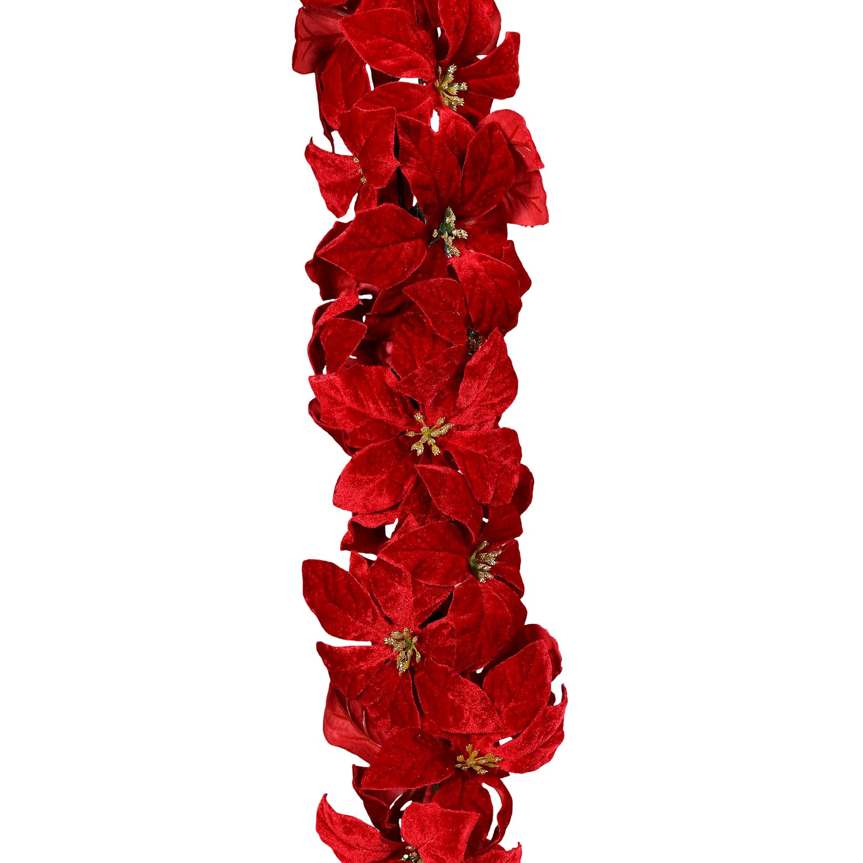 Künstliche Premium Weihnachtssterngirlande 160cm rot Ø14cm mit 62 Blüten DP