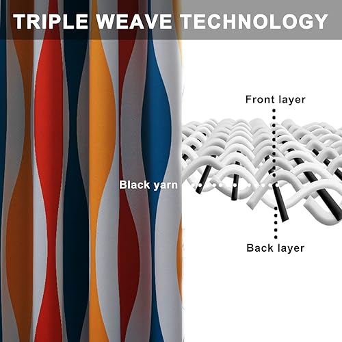 Miniatura 5 de MeZQ Juego de 2 paneles de cortinas opacas de 63 pulgadas de largo, cortinas opacas con ojales ondulados, aislamiento térmico y reducción de ruido,